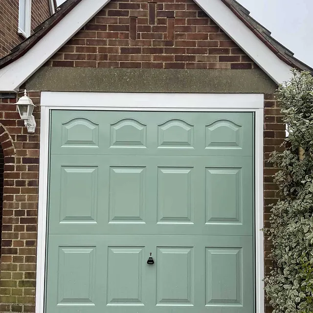 green garage door