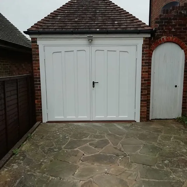 white garage door