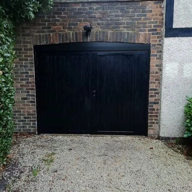 black garage door