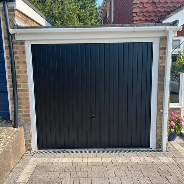 black garage door