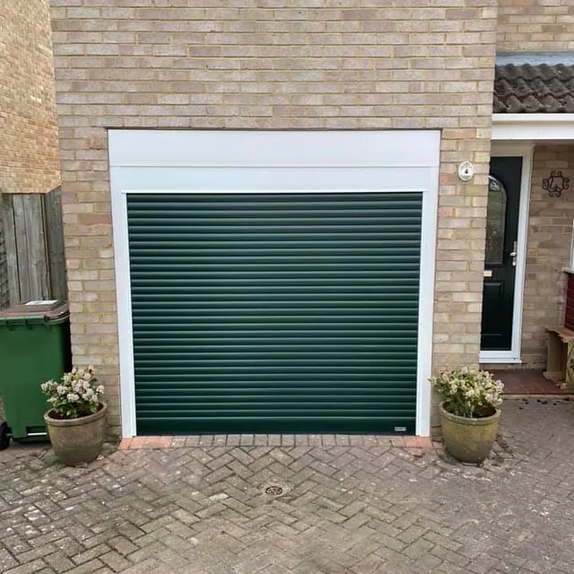 green garage door