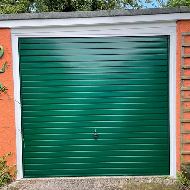 green garage door